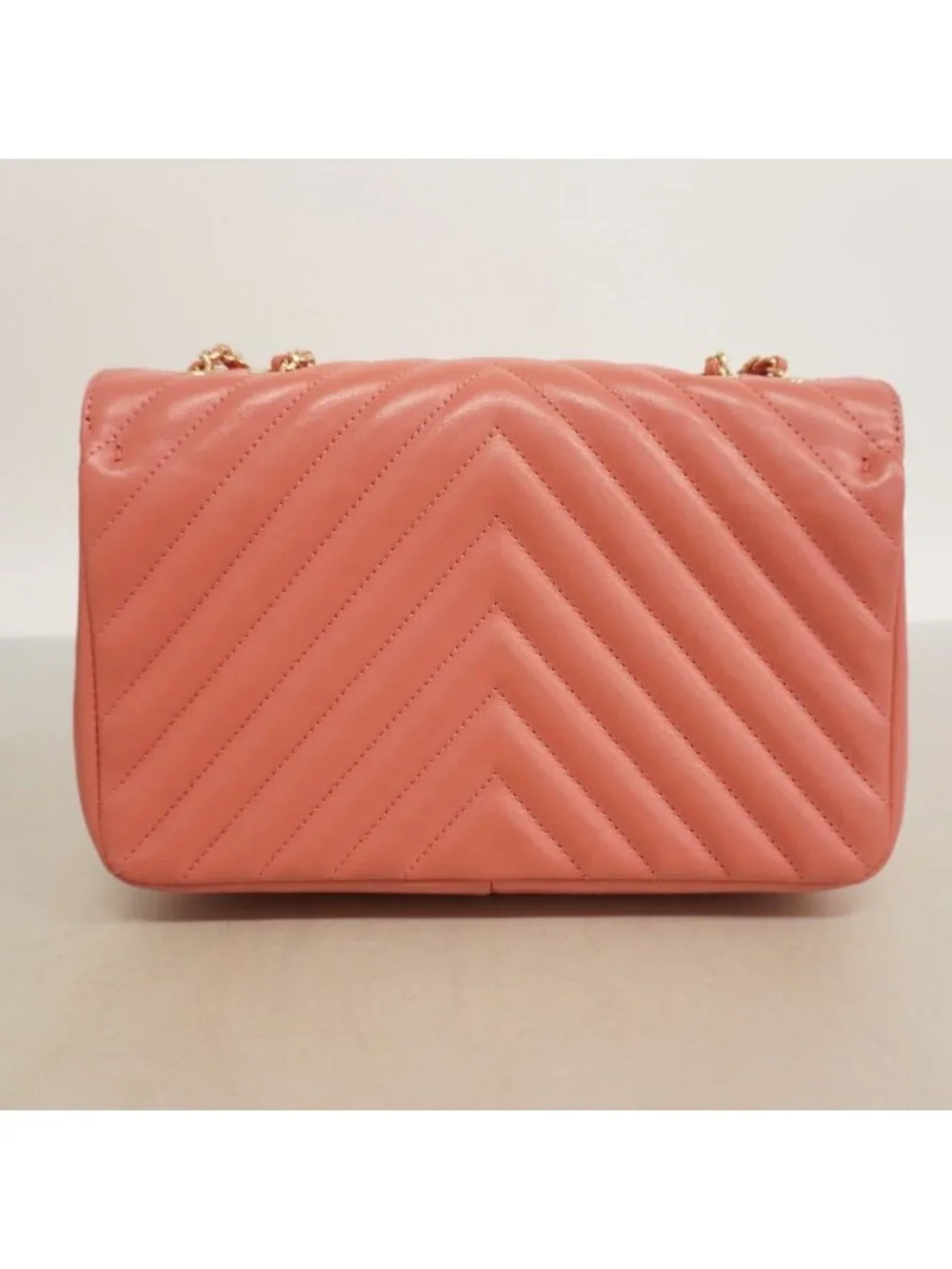 Chanel Shoulder Bag Stitch Lambskin Pink Champagne Gold